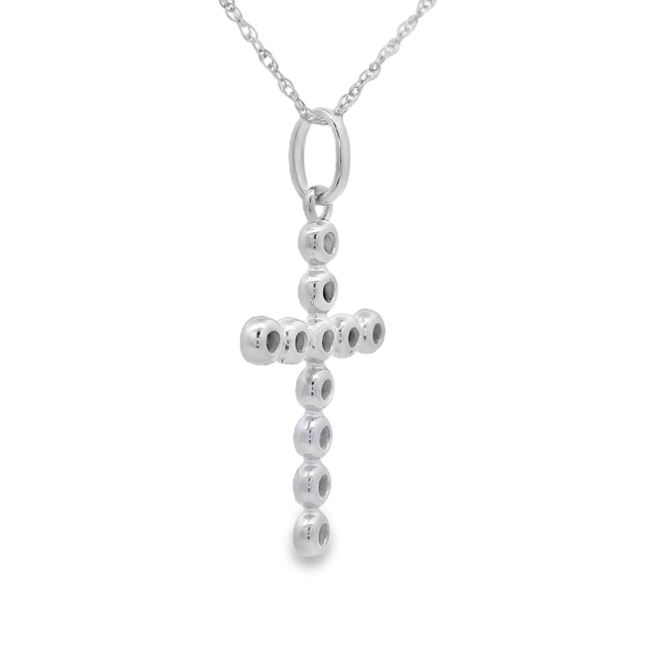 .15ct Diamond Cross Religious Pendant 14KT White Gold