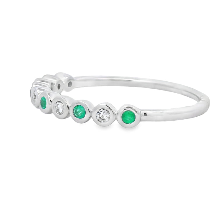 Emerald Diamond stackable band set 14KT White Gold