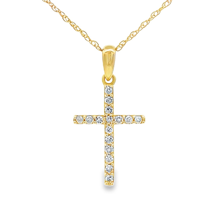 .11ct Diamond Cross Religious Pendant 14KT Yellow Gold