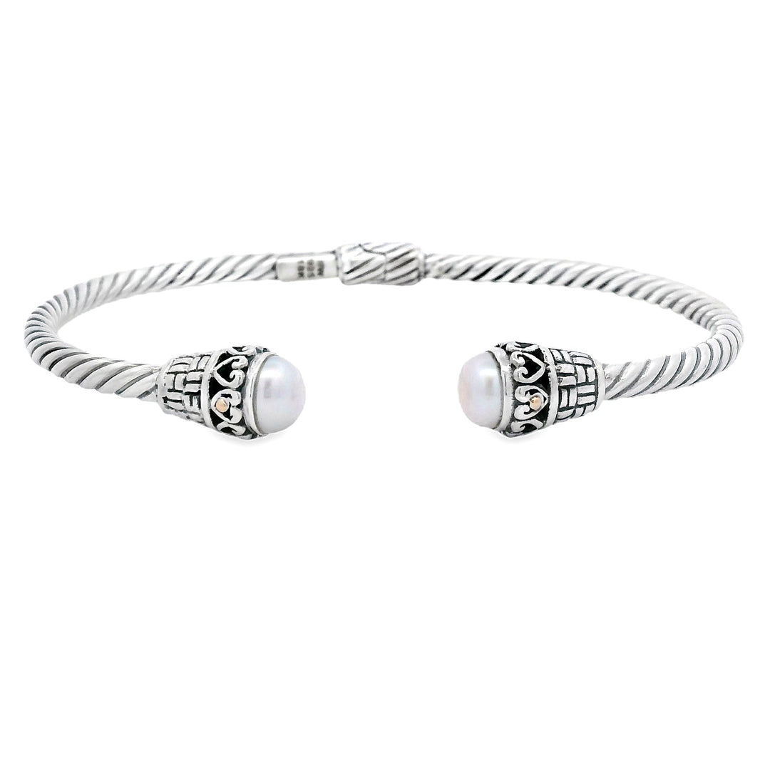 FW Pearl Bangle Bracelet Sterling Silver 18KT Gold