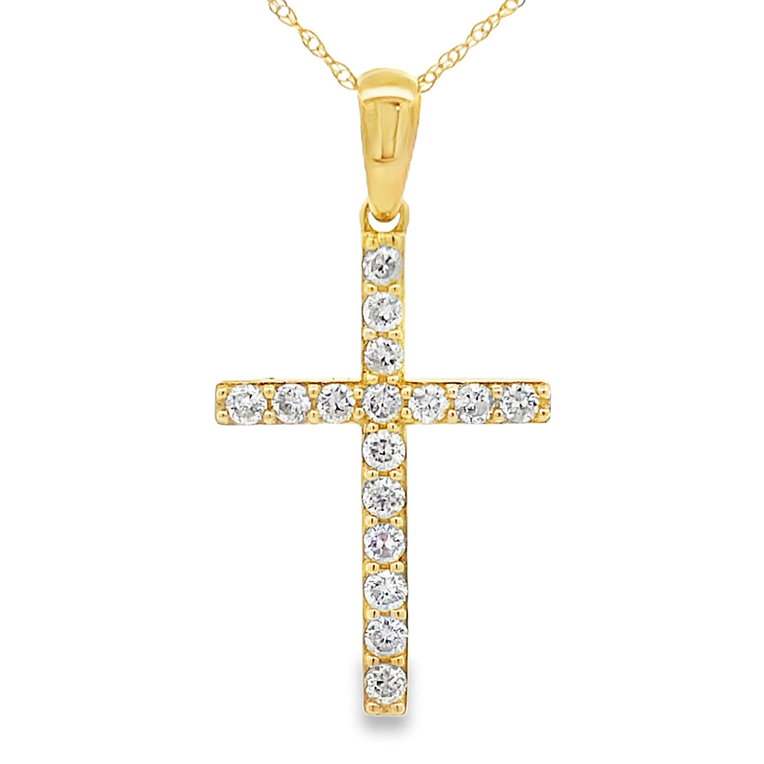 .45ct Diamond Cross Religious Pendant 14KT Yellow Gold