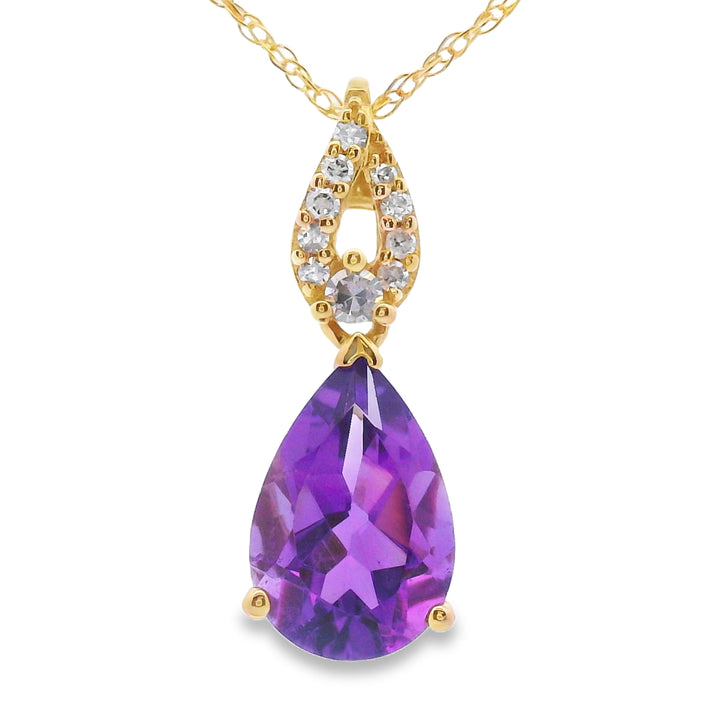 Amethyst Diamond Fashion Pendants 10KT Yellow Gold