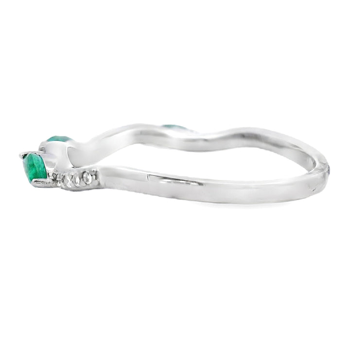 Emerald Diamond stackable band set 14KT White Gold
