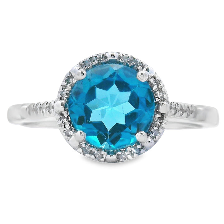 1.35ct London Blue Topaz Diamond Ring 10KT White Gold