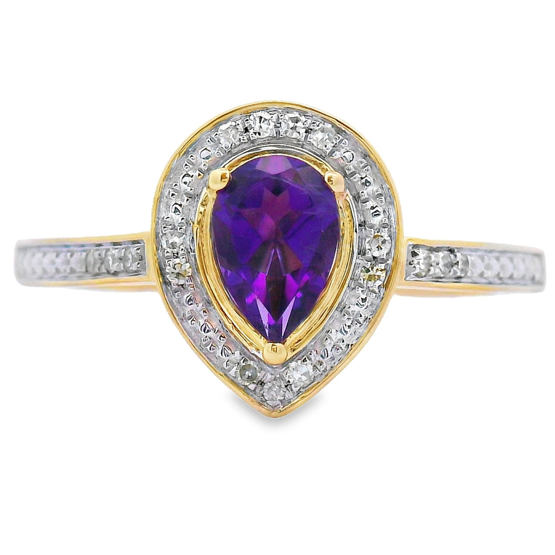 .42ct Amethyst Diamond Ring 10KT Yellow Gold