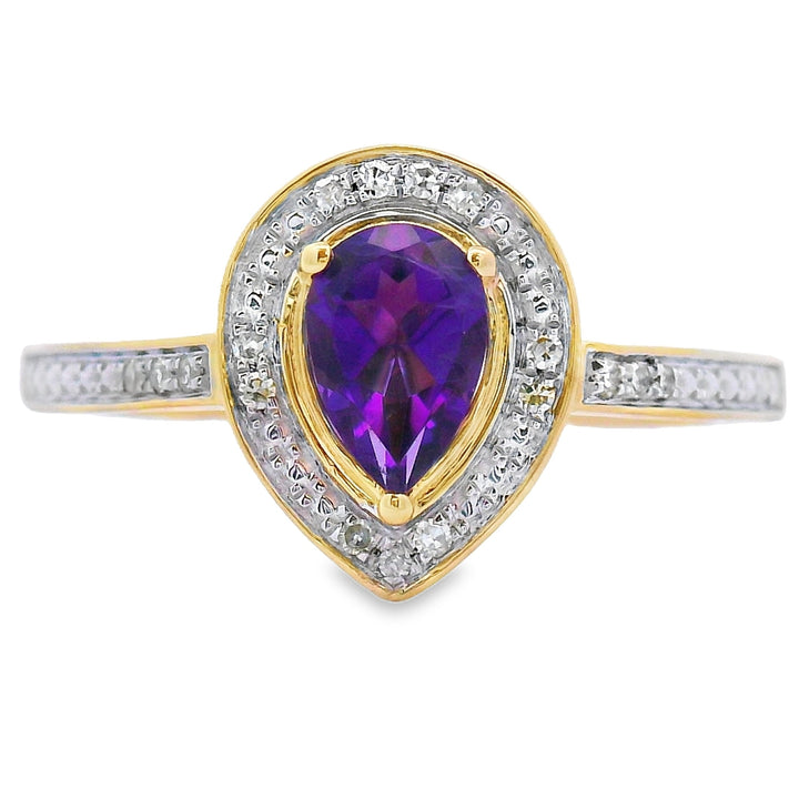 .42ct Amethyst Diamond Ring 10KT Yellow Gold