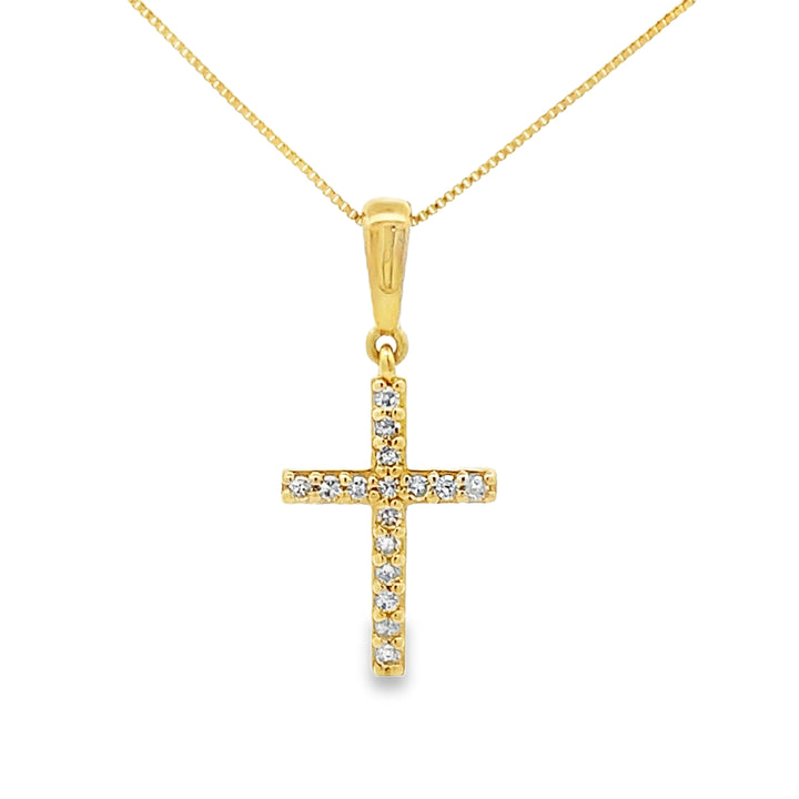 .08ct Diamond Cross Religious Pendant 10KT Yellow Gold