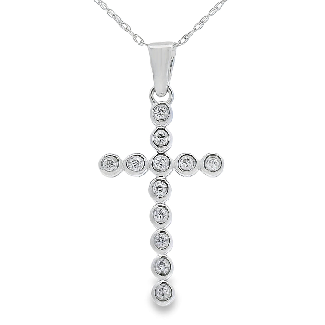 .12ct Diamond Cross Religious Pendant 14KT White Gold