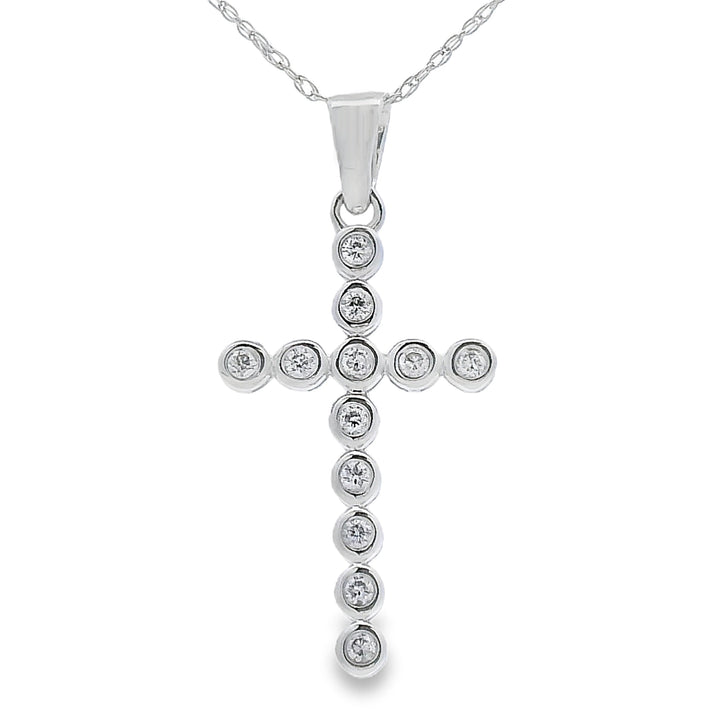 .12ct Diamond Cross Religious Pendant 14KT White Gold