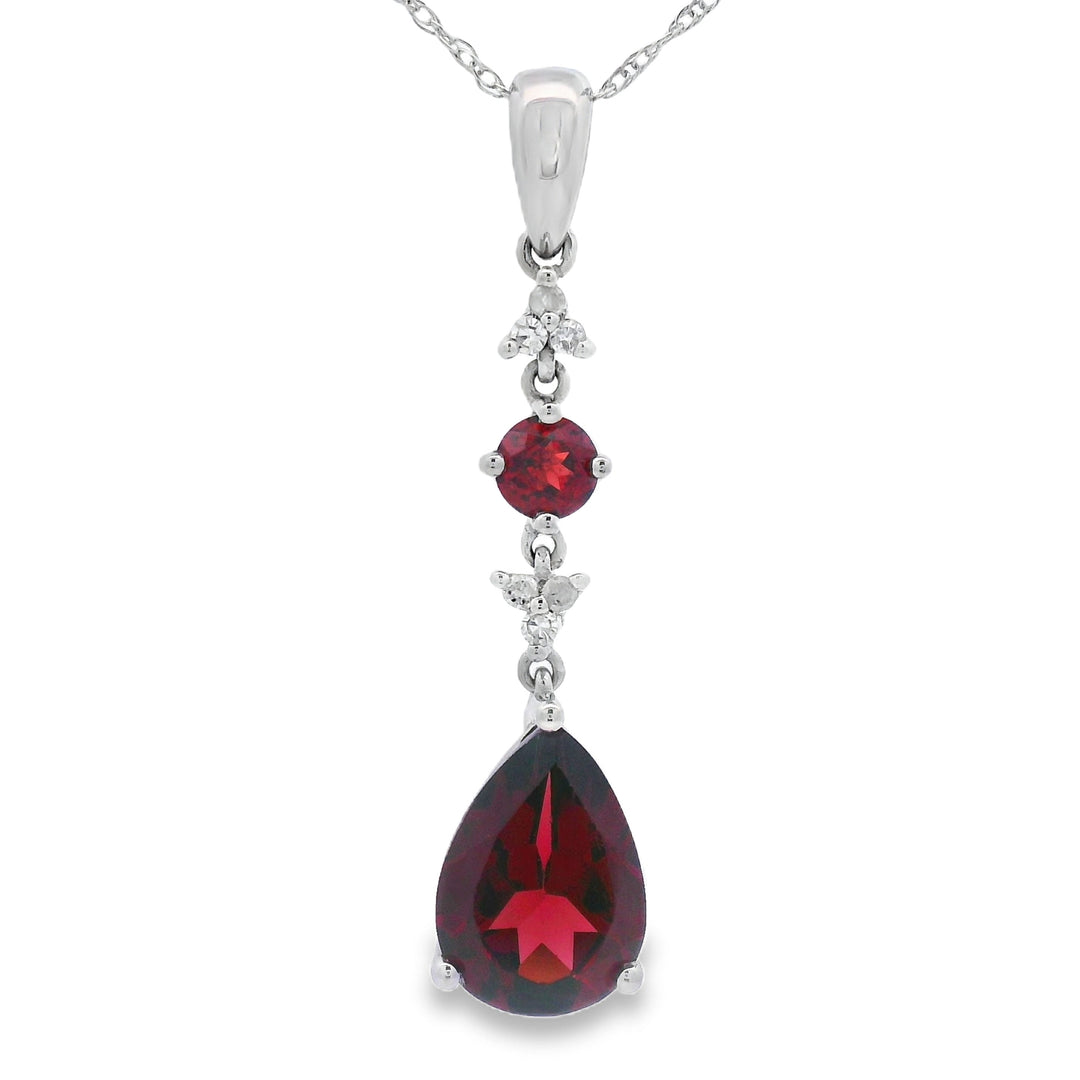 2.25ct Garnet Diamond Fashion Pendants 14KT White Gold