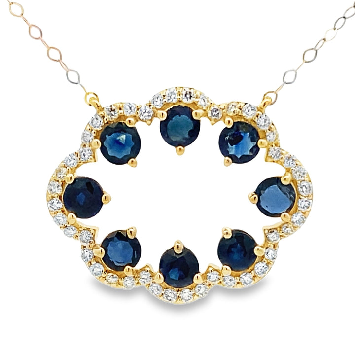 Sapphire Diamond Fashion Pendants 14KT Yellow Gold