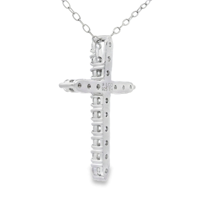 Genuine .65ct Cross Religious Pendant Sterling Silver
