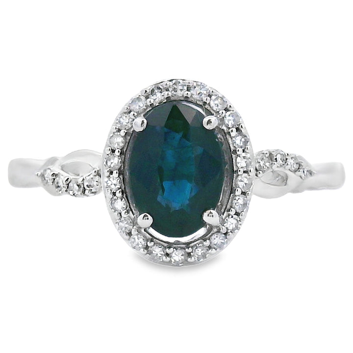 1.07ct Sapphire Diamond Ring 10KT White Gold