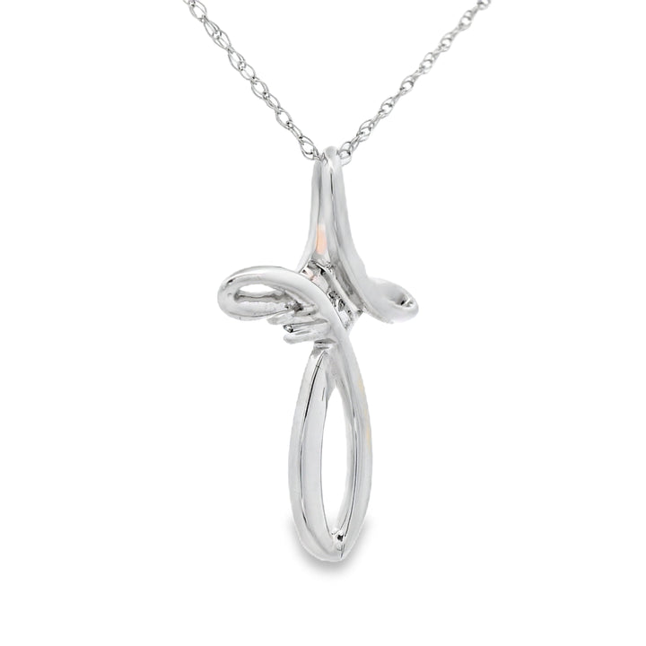 .04ct Diamond Cross Religious Pendant 14KT White Gold