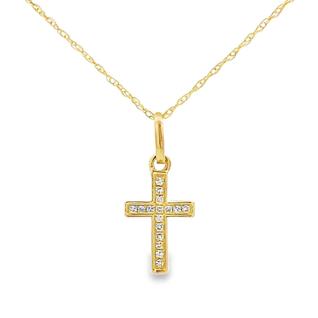 .05ct Diamond Cross Religious Pendant 14KT Yellow Gold