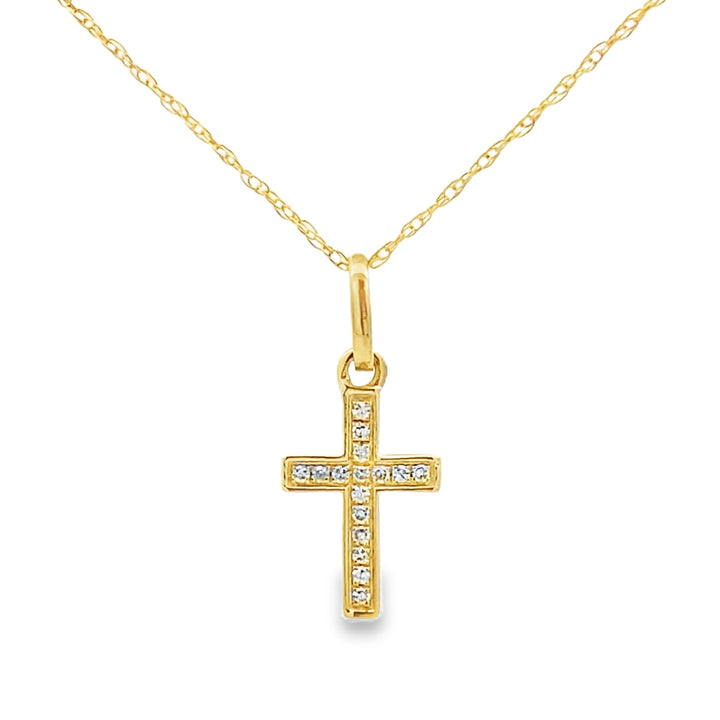 .05ct Diamond Cross Religious Pendant 14KT Yellow Gold