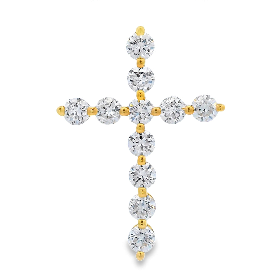 Natural .83ct Cross Religious Pendant 14KT Yellow Gold