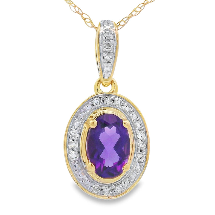 Amethyst Diamond Fashion Pendants 10KT Yellow Gold