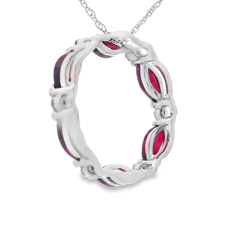 Ruby Diamond Circle of Love Pendant 10KT White Gold