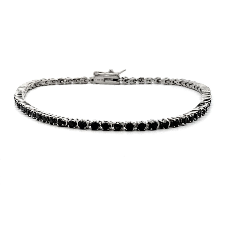 2.27ct Black Diamond Tennis Bracelet Sterling Silver