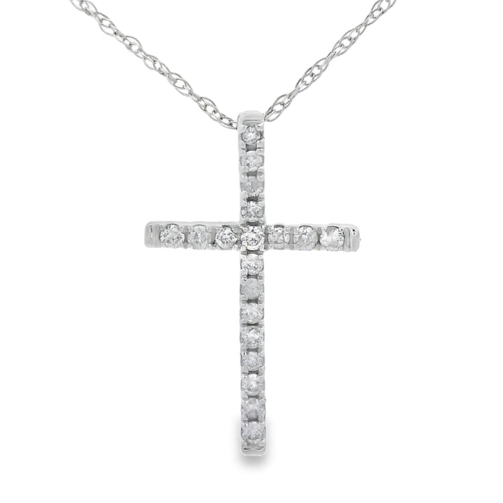 .11ct Diamond Cross Religious Pendant 14KT White Gold