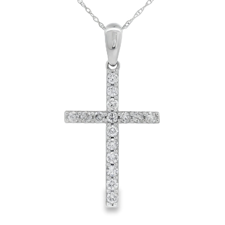 .45ct Diamond Cross Religious Pendant 14KT White Gold