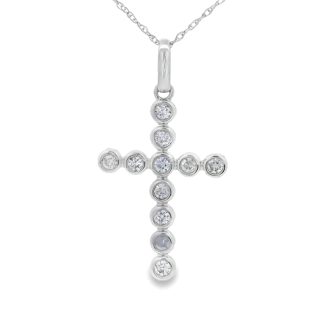 .31ct Diamond Cross Religious Pendant 14KT White Gold