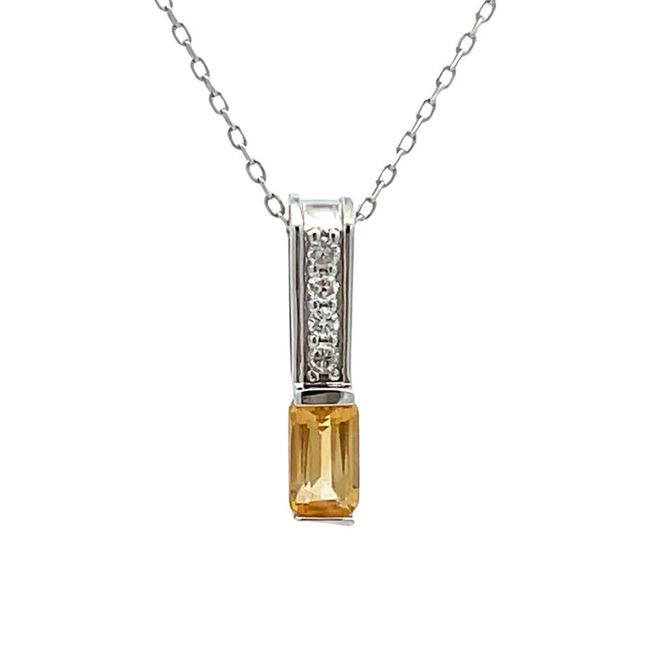 .06ct Citrine Diamond Fashion Pendants 10KT White Gold