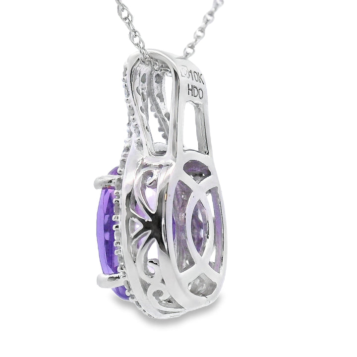 Amethyst Diamond Fashion Pendants 10KT White Gold