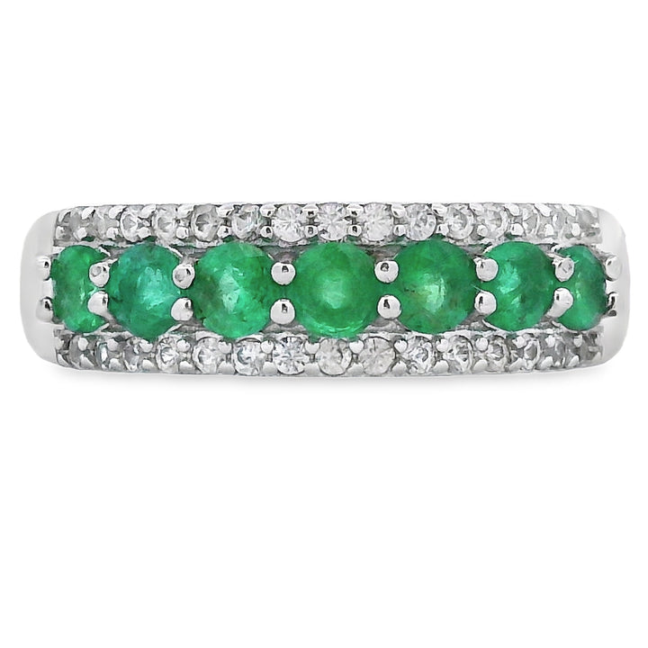 White Topaz 3 Stone Ring Sterling Silver