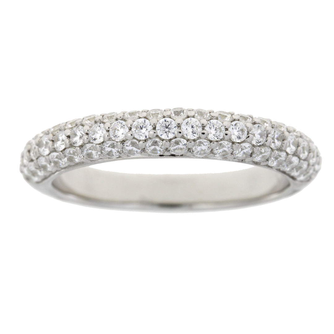 Cubic Zirconium Wedding Band Ring Sterling Silver