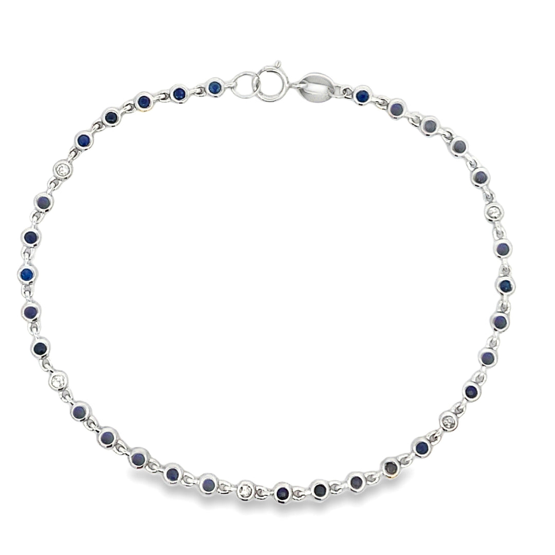 .87ct Sapphire Diamond Bracelet 14KT White Gold