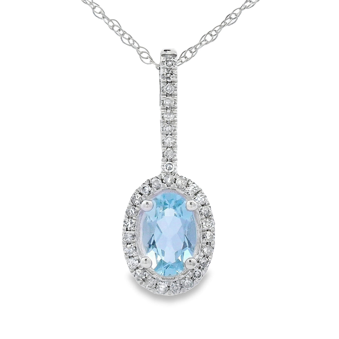 Aquamarine Diamond Fashion Pendants 10KT White Gold