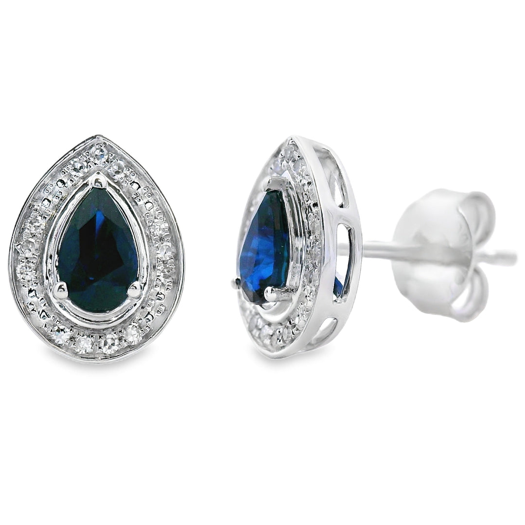 .58ct Sapphire Diamond Stud Earrings 10KT White Gold
