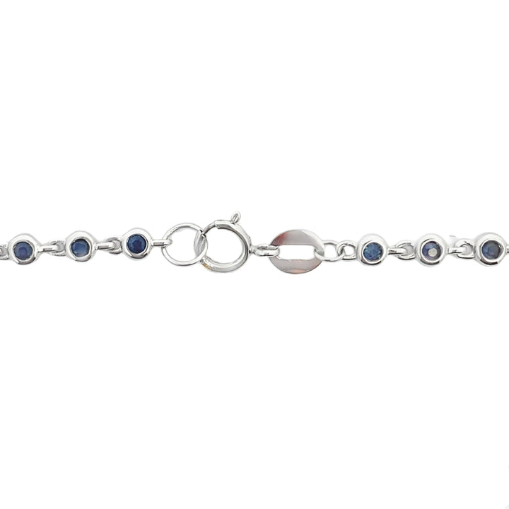 .87ct Sapphire Diamond Bracelet 14KT White Gold