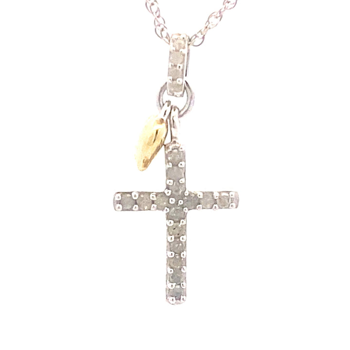 .15ct Diamond Cross Religious Pendant Sterling Silver