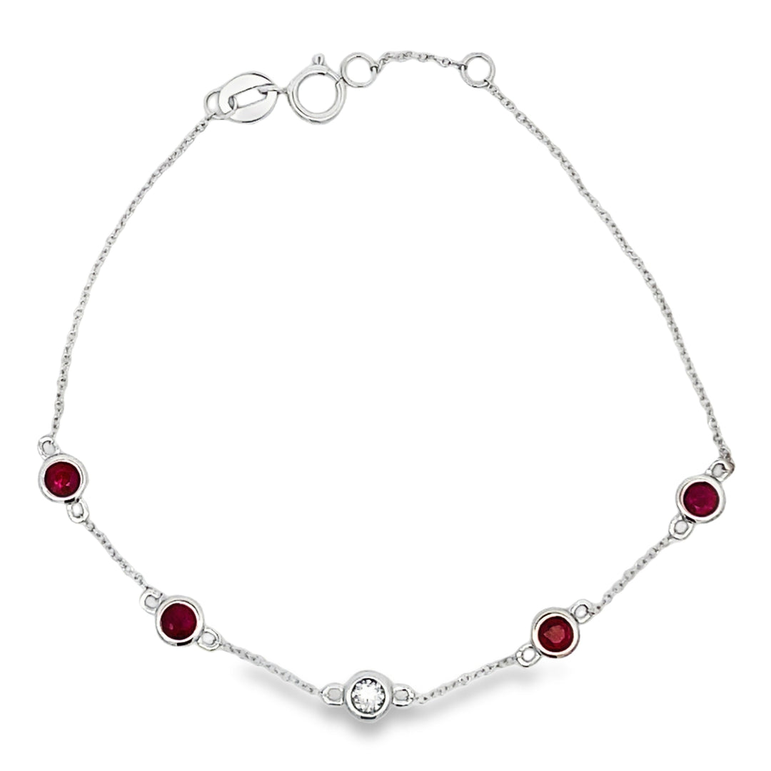 .71ct Ruby Diamond Bracelet 14KT White Gold