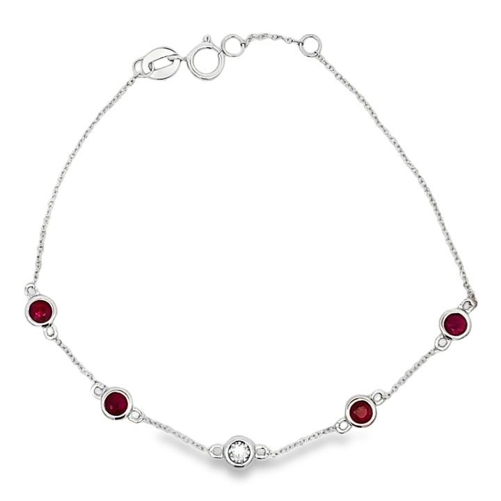 .71ct Ruby Diamond Bracelet 14KT White Gold