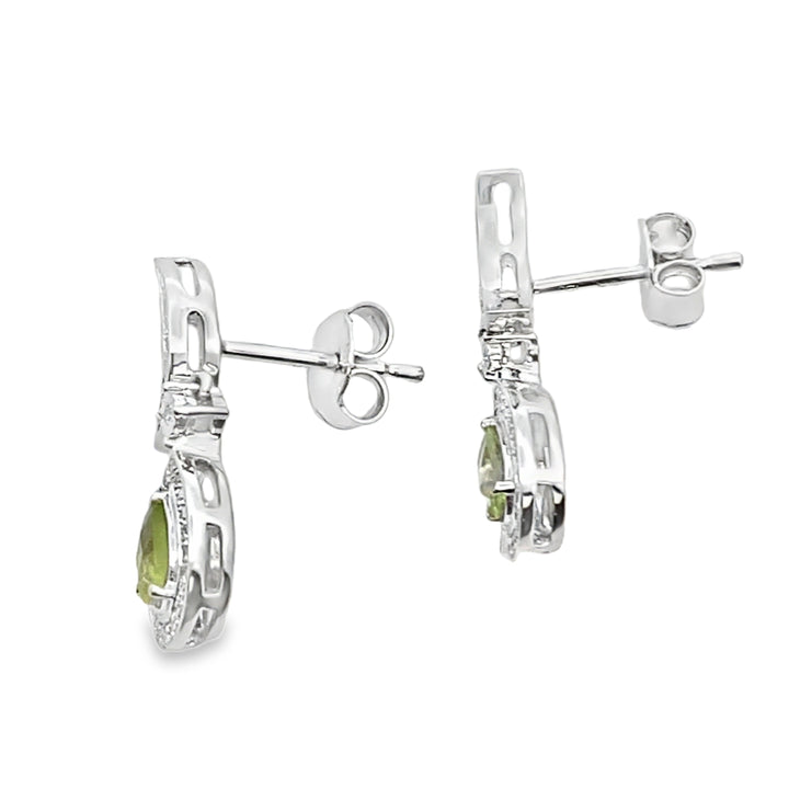 .52ct Peridot Diamond Dangle Earrings 10KT White Gold
