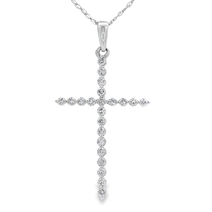 .21ct Diamond Cross Religious Pendant 14KT White Gold