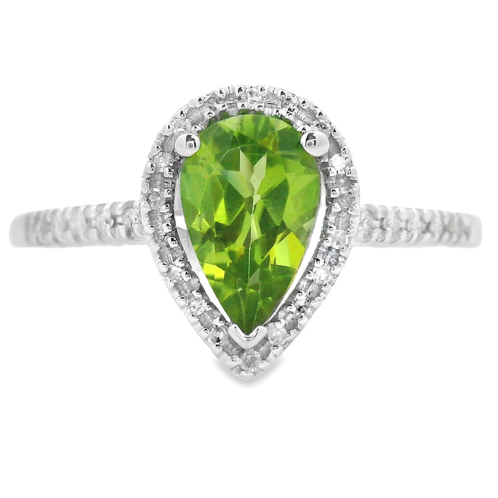 1.10ct Peridot Diamond Ring 14KT White Gold