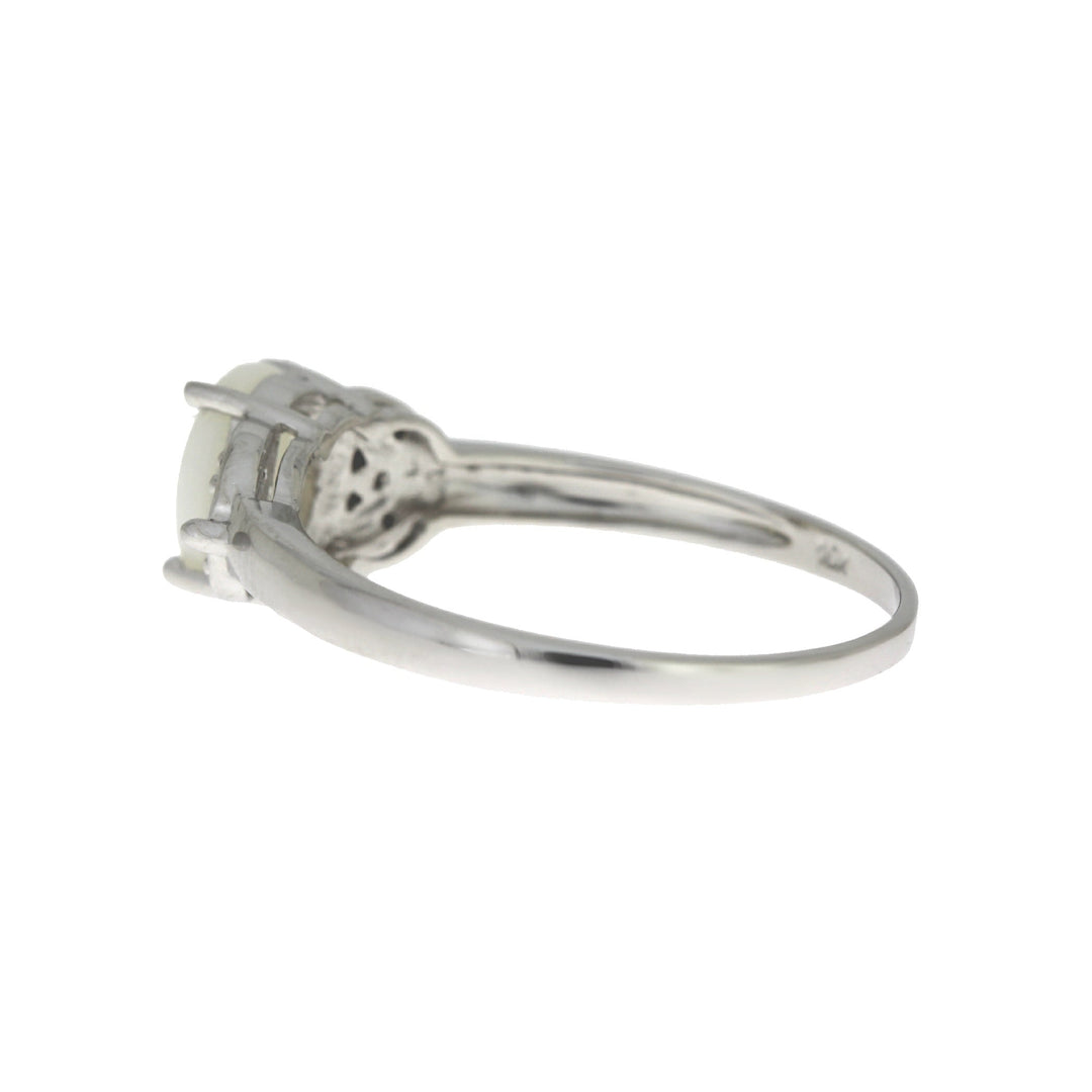 .01ct Opal Diamond Ring 10KT White Gold