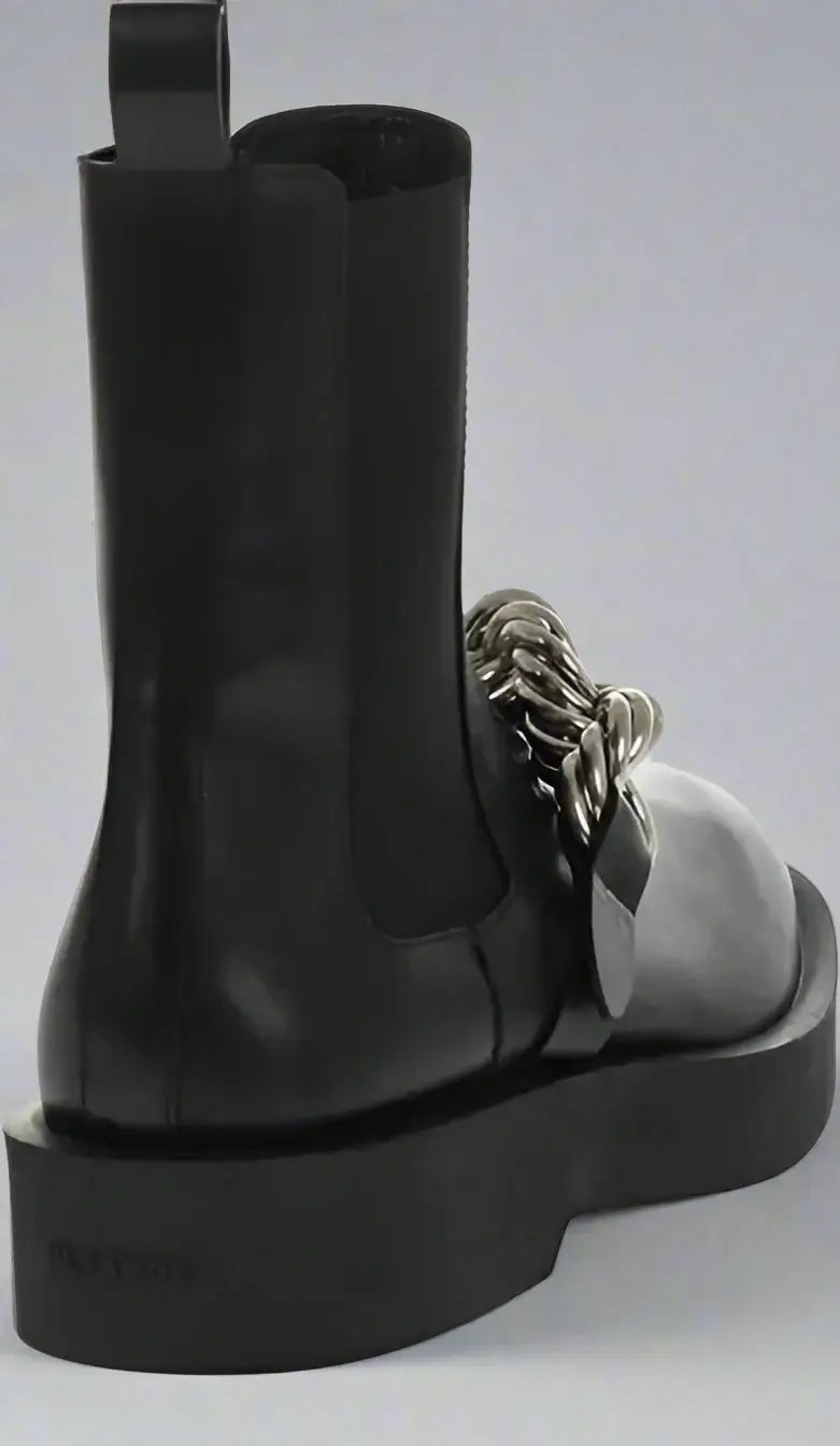 Jil Sander black Leather Chelsea Booties with Chain Detail