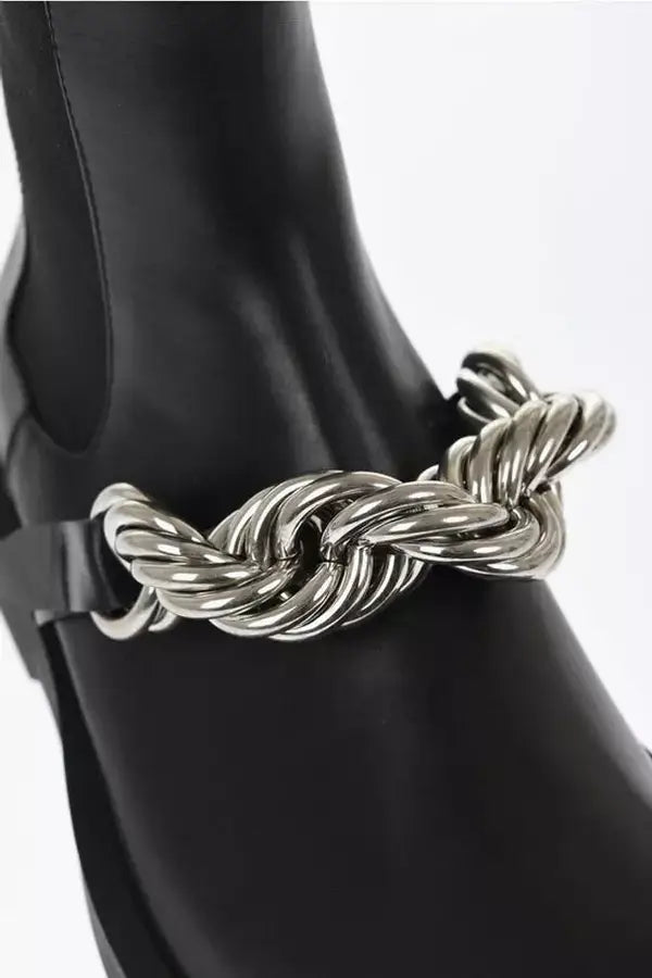 Jil Sander black Leather Chelsea Booties with Chain Detail