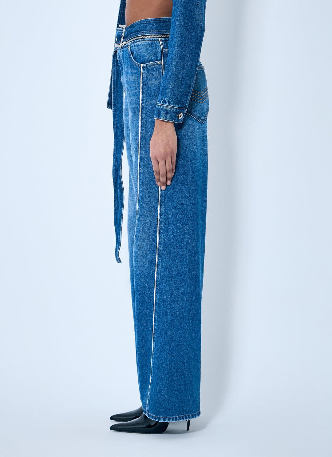 Jean Paul Gaultier Women Zip-Belt Denim Jeans
