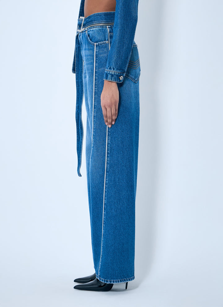Jean Paul Gaultier Women Zip-Belt Denim Jeans
