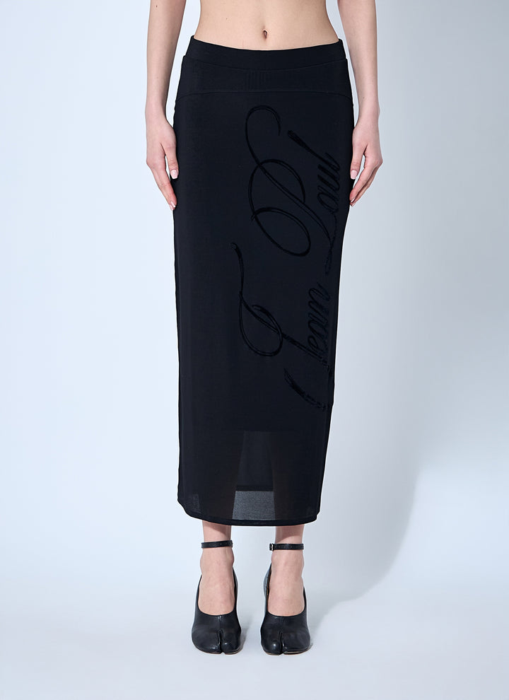 Jean Paul Gaultier Women Mesh Tattoo Midi Skirt