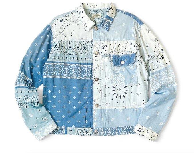 Kapital Patchwork Bandana-Print Cotton Jacket Blue