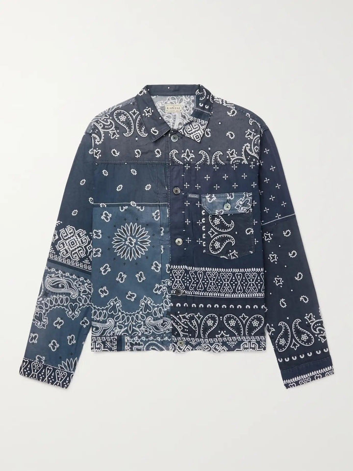 Kapital Patchwork Bandana-Print Cotton Jacket Indigo