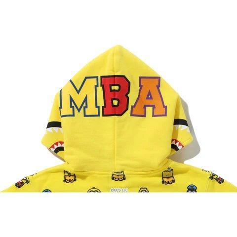 Kids Bape x Minions Shark Zip Hoodie Yellow